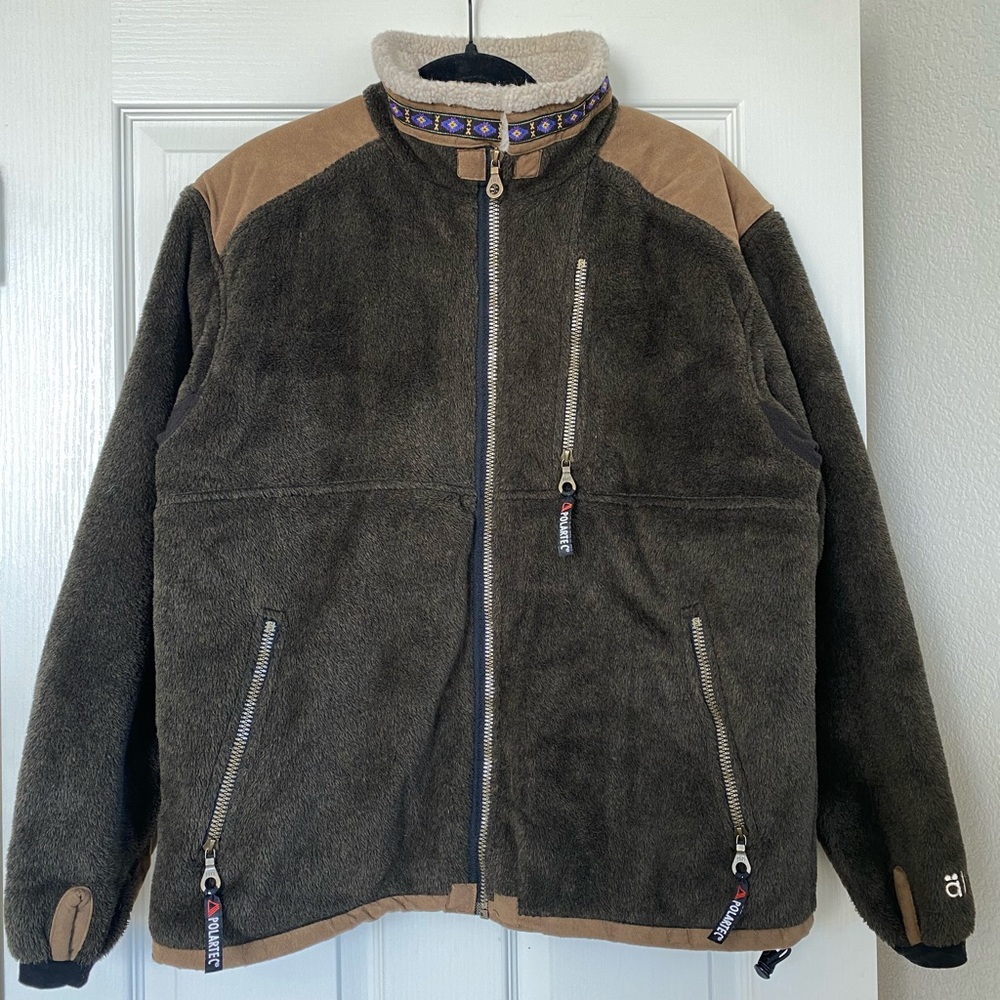 Vintage Brown Teddy Jacket with Embroidered Collar